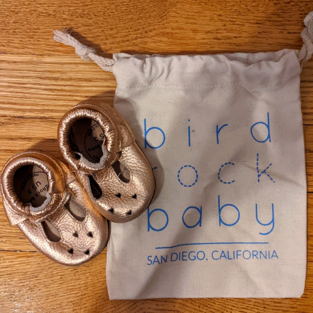 Rose Gold Bird Rock Baby Mary Janes